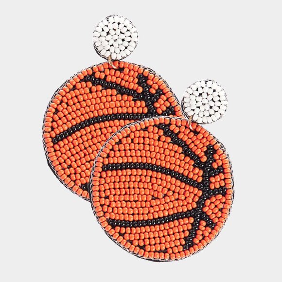 Basketball Seed Beaded Sports Lovers Statement Earrings BRAND NEW - Picture 2 of 2